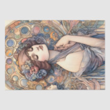 Art Nouveau Women Tissue Paper For Arts And Ccraft