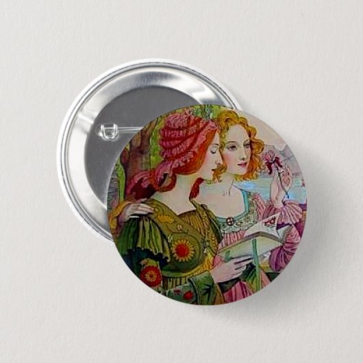 Art Nouveau Women with Book Button (Vorne & Hinten)