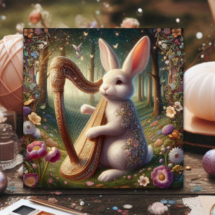Art Nouveau Woodland Bunny Floral Oster Feiertagskarte