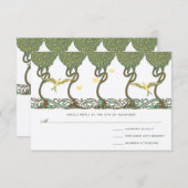Art Nouveau Woodland Vintag Bird Wedites RSVP Karte (Vorne/Hinten)