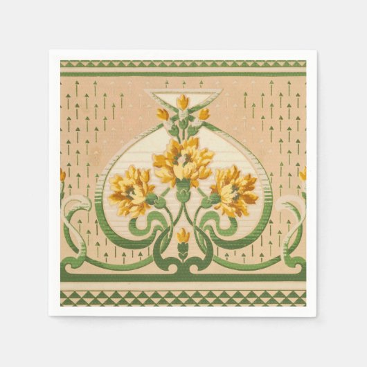 Art Nouveau Yellow Bouquets Medallion Drinks Serviette (Vorderseite)