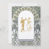 Art Nouveau Yellow Floral Border by Alphonse Mucha Einladung (Rückseite)