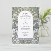 Art Nouveau Yellow Floral Border by Alphonse Mucha Einladung (Stehend Vorderseite)