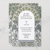 Art Nouveau Yellow Floral Border by Alphonse Mucha Einladung (Vorne/Hinten)