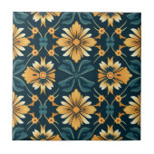 Art Nouveau Yellow Floral Pattern Fliese (Vorderseite)