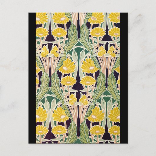Art Nouveau Yellow Flowers Postkarte (Vorderseite)