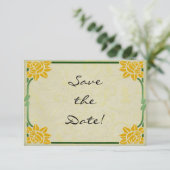 Art Nouveau Yellow Flowers Wedding Save the Date (Stehend Vorderseite)