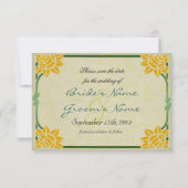Art Nouveau Yellow Flowers Wedding Save the Date (Rückseite)