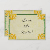 Art Nouveau Yellow Flowers Wedding Save the Date (Vorne/Hinten)