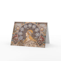 Art Nouveau zodiac bkgrd geklappt Dankeschön Karte