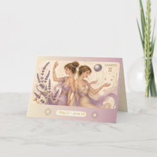 Art Nouveau Zwillinge-Sternzeichen-Grußkarte Dankeskarte