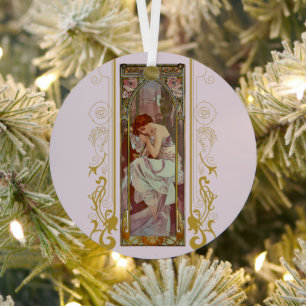 Art Noveau Alphonse Mucha Nacht Ruhe Ornament Aus Metall