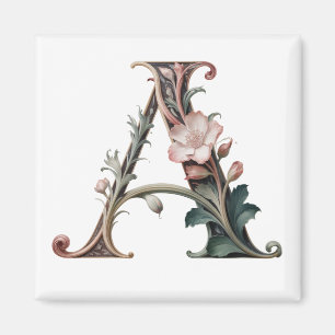 Art Nuevo Blumen- und Rebenbuchstabe A Magnet