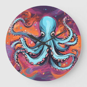 Art Octopus Dream Große Wanduhr