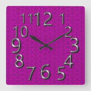 Art-Of-Time Prächtiges Mauve Quadrat Quadratische Wanduhr