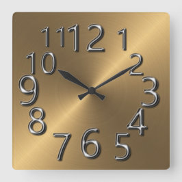 Art-Of-Time-Silver & Gold Quadratische Wanduhr