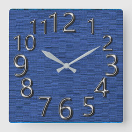 Art-of-Time-Silver-Retro-Blue-Delights Quadratische Wanduhr