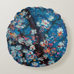 Art oil painting, cherry blossom flower, abstract, rundes kissen