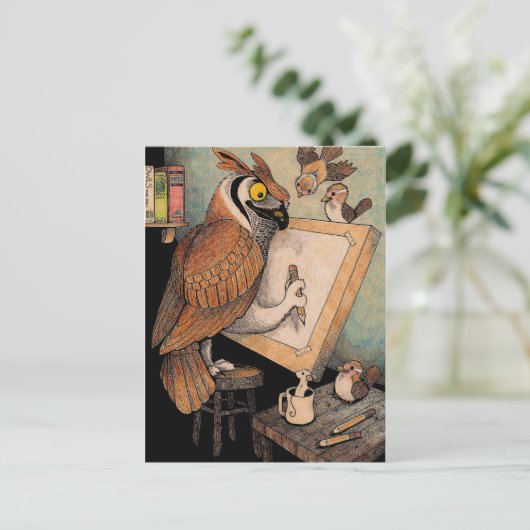 Art Owl Postkarte (Stehend Vorderseite)