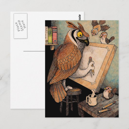 Art Owl Postkarte (Vorne/Hinten)