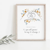 Art: Paare Herzform Hands Blumenmuster Art Poster