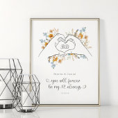 Art: Paare Herzform Hands Blumenmuster Art Poster