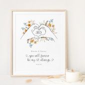 Art: Paare Herzform Hands Blumenmuster Art Poster