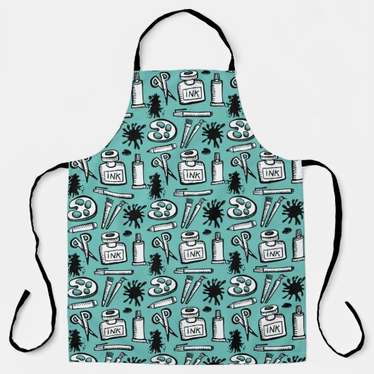 Art Paint Brushs and Objects Pattern Artist Schürze (Vorderseite)