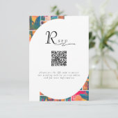 Art Paint Colorful Modern Abstrakt QR Code Wedding Begleitkarte (Stehend Vorderseite)