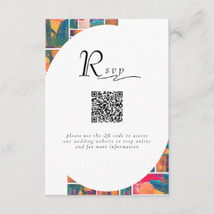 Art Paint Colorful Modern Abstrakt QR Code Wedding Begleitkarte