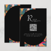 Art Paint Colorful Modern Abstrakt QR Code Wedding Begleitkarte (Vorne/Hinten)