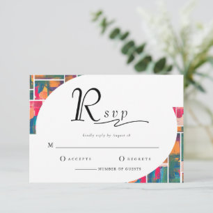Art Paint Colorful Modern Abstrakt Wedding RSVP Einladung