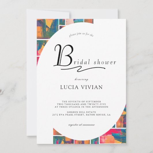 Art Paint Colorful Modern Abstraktes Brautparty Einladung (Vorderseite)