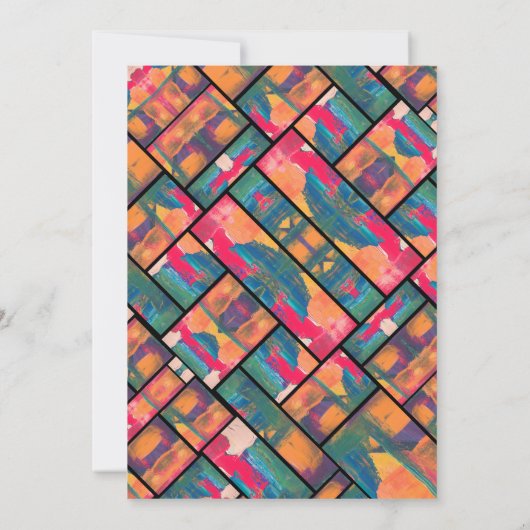 Art Paint Colorful Moderne Abstrakte Hochzeit Einladung (Rückseite)