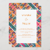 Art Paint Colors Orange Moderne Abstrakte Hochzeit Einladung (Vorne/Hinten)