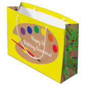 Art Paint Palette Niedlich 1. Geburtstag Party Große Geschenktüte (Rückseite Schrägansicht)