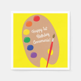Art Paint Palette Niedlich 1. Geburtstag Party Serviette