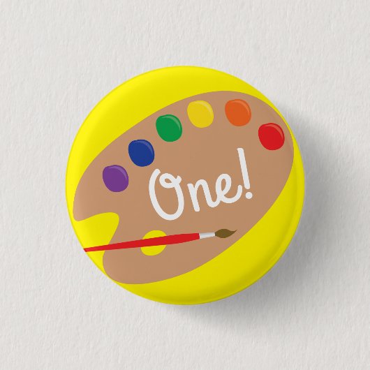 Art Paint Palette Niedlich Kid's Birthday Party Button (Vorderseite)