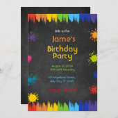 Art Paint Party Birthday Einladung (Vorne/Hinten)