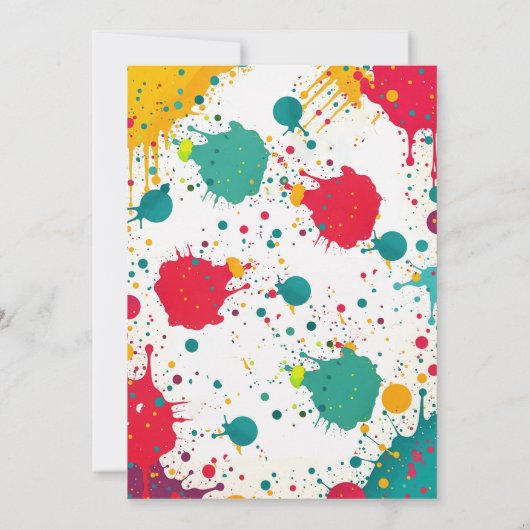 Art Paint Party | Farbiger Kindergeburtstag Einladung (Rückseite)