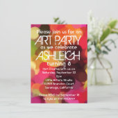 Art Paint Party Geburtstagsparty Einladung (Stehend Vorderseite)