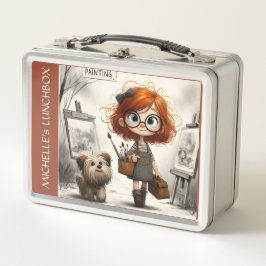 Art Painter Girl Schulveranstaltungen farbenfrohe  Metall Brotdose