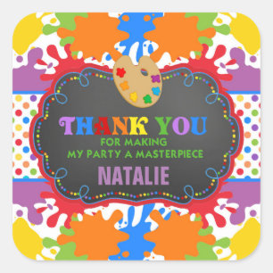 Art Painting Birthday Party Gunst Tag Sticker