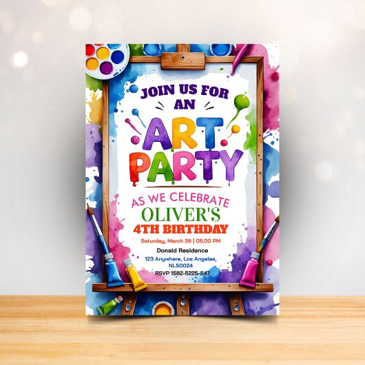 Art Painting Party Birthday Invitation Einladung