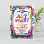 Art Painting Party Birthday Invitation Einladung (Stehend Vorderseite)