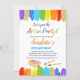 Art Painting Party Kind Geburtstag Einladung