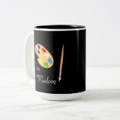 Art Palette mit Pinselstrich und Text in Schwarz Zweifarbige Tasse (Vorderseite Links)