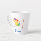 Art Palette mit Pinselstrich und Text in Weiß Milchtasse (Linke Ecke)