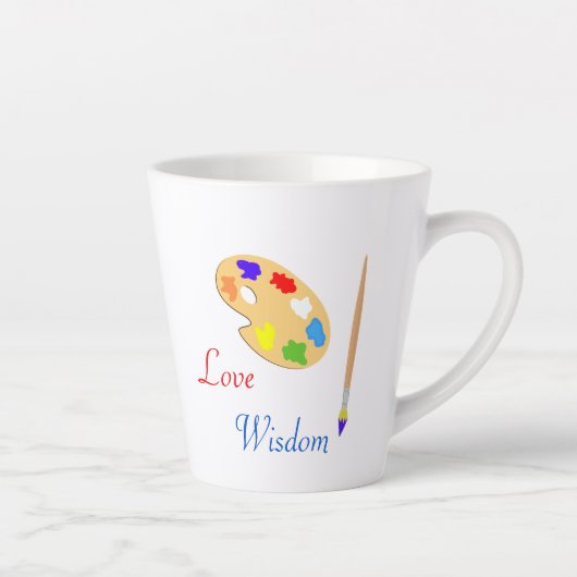 Art Palette mit Pinselstrich und Text in Weiß Milchtasse (Rechts)