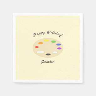 Art Palette Personalisiert Creme Geburtstag Serviette